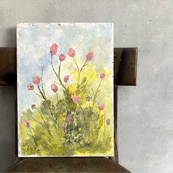 Original Painting Pretty Pastel Flower Scene - Picture 1 of 4
